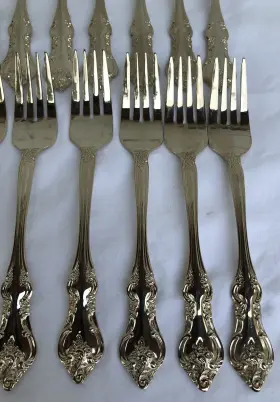 Rxv2 Rsvp 24ct Flatware Gold Electroplate Floral Scrolls Indonesia Dinner Forks