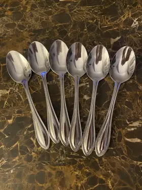 Rxv5 Rsvp Beaded 18/10 Glossy Stainless Flatware 6 Teaspoons
