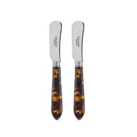 Sabre Paris 0238-022-0247 Set Of 2 Spreader Knives 5.5 Inches Tortue Collection Perfect