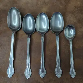Sma1 Saladmaster Lot Of 5 Spoons Stainless Sugar Soup Serving