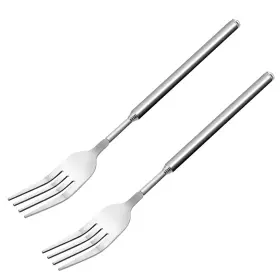573961 Salbsever 2pcs Extendable Fork Retractable Stainless Steel Telescopic Forks Extend