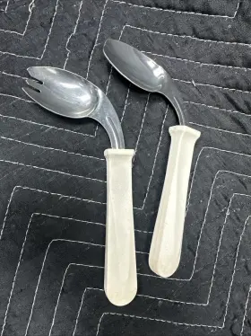 1441 Sammons White Easy-hold Offset Spoon Left Hand Stainless Steel Utensil Made Usa