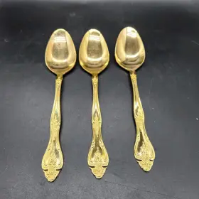 Snf1 Sango 3x Gold Electroplate Stainless Oval Soup Spoon Pattern Discontinued