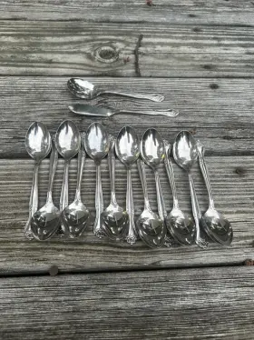 Snf3 Sango Set 14pc Stainless Rose Design On Handle Flatware Silverware