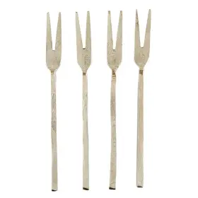 Santa Barbara Design Studio 195002438132 Appetizer Forks Mini Metal Fork Set 5 Inch Long Hammered Silver 4-count