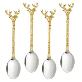 N6003 Santa Barbara Design Studio Holiday Charcuterie Accessories Mini Serving Spoons Set Of 4 Gold/silver