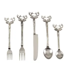 Sp779.s Saro Lifestyle 789323325976 Reindeer Design Rustic Style Flatware - Set Of 5 Silver 11 Inch X 12