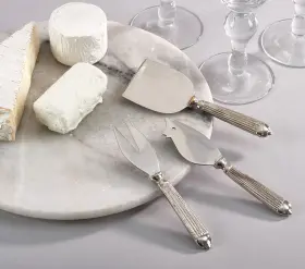 Sp157.s Saro Lifestyle 789323326003 Ribbed Design Stainless Steel Cheese Cutlery - Set Of 3 Silver 6 Inch X #3