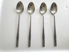 B2836 Satin Swirl Vintage Set Of Four 7.5 Inch Teaspoons Stainless Steel Japan