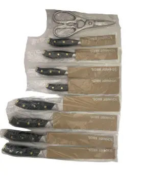1610234 Schmidt Bros 9pc Knife Set Black And Brass Series Knives Only No Block German Stee