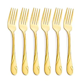 Cmg5206 Seeshine Gold Salad Fork Set 6.9-inch Stainless Steel Shiny Metal Dessert Se