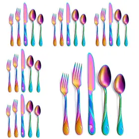 Cmrb5201 Seeshine Rainbow Silverware Set For 6 30-piece Stainless
