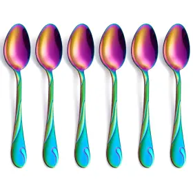 Cmrb5202 Seeshine Rainbow Dinner Spoon Set 7.6-inch Stainless Steel Silverware 6-piece