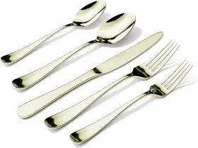 0366 Selukiya Silverware Set For 4 20 Pieces Heavy Duty Champagne Gold