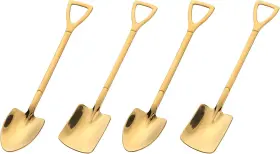 Setaria Viridis 788609068170 Shovel Spoon Dessert Spoons- 4pcs Ice Cream Gold Shape Spoons Mini