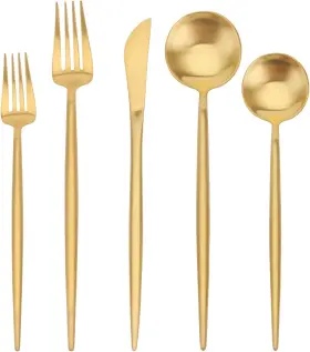 Sharecook 741663010417 Matte Gold Silverware Set 20-piece Stainless Steel