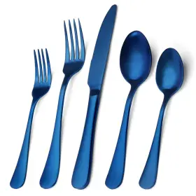 Sharecook 789659295950 Matte Blue Silverware Set Satin Finish 20-piece Stainless