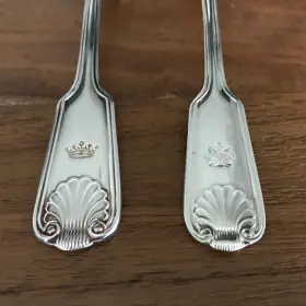 Ssd15 Sheffield Wnh3 Wilton House Fiddle Shell Dinner Fork Spoon Epns Silverplate #2