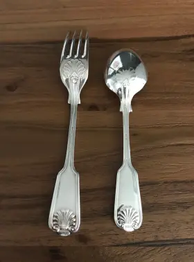 Ssd15 Sheffield Wnh3 Wilton House Fiddle Shell Dinner Fork Spoon Epns Silverplate #3