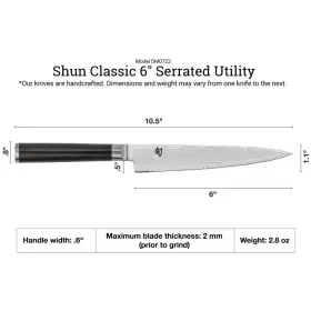 Dm0722 Shun Classic Serrated Utility Knife 6 Inch Brand New In Box Auth Dealer #2