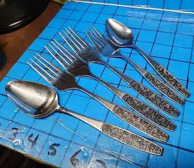 Sst3 Silhouette Set Of 6 Filler Pieces. Vintage Stainless Japan - Pattern
