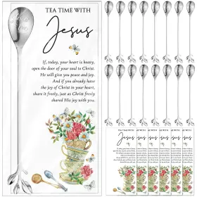 Kej-skybooly-1545 Skybooly Christian Tea Party Favors Jesus Teaspoons With Prayer Cards 6.5 Coffee Spoon