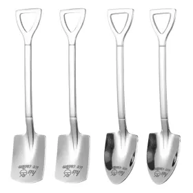 Snomel 410461202465 4pcs Stainless Steel His Hers Spoons Shovel Style Tea Dessert Couple Gift Set
