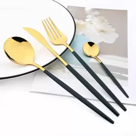 1013mirr46-lvjin Snplowum Mirror Cutlery Serving Set 24-piece 18/0 Stainless Steel Silverware With Gre #2
