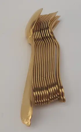 Sbb9 Solingen 18 / 10 Germany 23 24k Goldplated Pie Olive Forks Jelly Bestecke #2