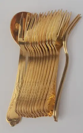 Sbb9 Solingen 18 / 10 Germany 23 24k Goldplated Pie Olive Forks Jelly Bestecke