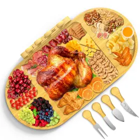 Cb-001 Sootfro Charcuterie Board Gift Set - Bamboo Cheese With Knife Holiday Wedding