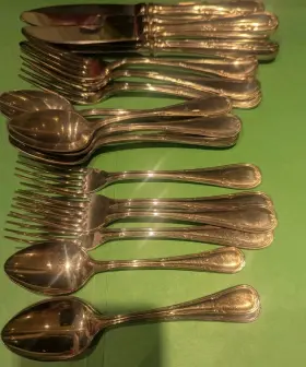 S8y2 Sori Yanagi / Martian 20 Piece Set Leaves Silverplated 18-8 Stainless Japan