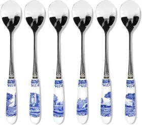 Bli1101-x Spode Blue Italian Collection Teaspoons Set Of 6 Made Stainless Steel With P