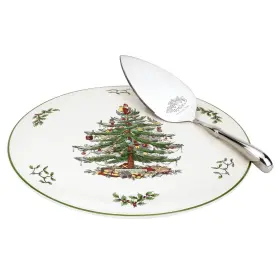 Xt5960-x Spode Christmas Tree Cake Plate And Server Set - 11.5 Inch Fine Porcelain