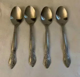 1157846 Stanley Roberts Verona Modern Solid Teaspoons Spoons Stainless Flatware Set Of 4