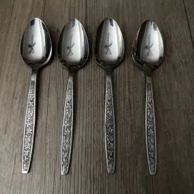 4pcts Stanley Roberts La Spana Teaspoons Rogers Vintage Flatware Lot Of 4 Spoons Mcm