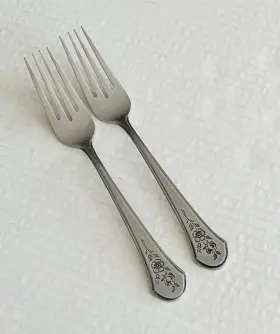 Srb291 Stanley Roberts Seb291 Rogers Co Stainless Korea 2 Dinner Forks Floral Burnished