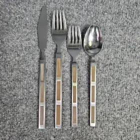 Srb107 Stanley Roberts Mcm Wood Inlay Stainless Flatware Set Knife Fork Spoon Japan