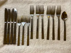 Srb246 Stanley Roberts Rogers Co Stainless Silverware Set Of 14 Vtg Japan
