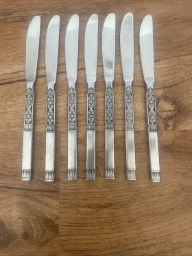 Srb289 Stanley Roberts Seven Dinner Knives Stainless Steel Vintage Japan