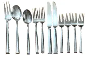 Srb95 Stanley Roberts Stainless Forks Knives Spoons 1983 Glossy Beveled 11 Pcs