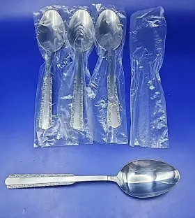 Srv91 Stanley Rogers Stainless Revel Oval Soup Spoons Lot Of 4 Vintage Floral New