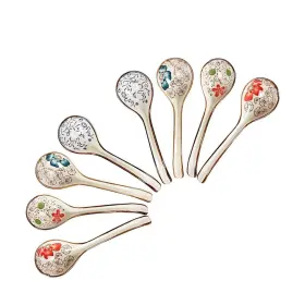 Starrop 606814448597 Hand-made Japanese And Korean Ceramic Curved Soup Spoons