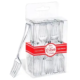 Stock Your Home 840342305421 Clear Mini Forks 4 In 100 Ct Disposable Plastic Appetizer Fork