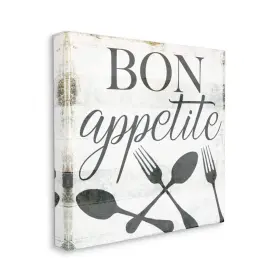 Stupell Industries 049182734549 Bon Appetite Rustic Charm Quote Fork Spoon Canvas Milli Villa Wall Art 30 X