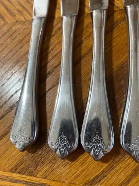 Smt4 Summit Stainless Hollow Dinner Knives Floral Tip Korea 9 1/4 Inch 6p #3