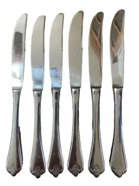Smt4 Summit Stainless Hollow Dinner Knives Floral Tip Korea 9 1/4 Inch 6p
