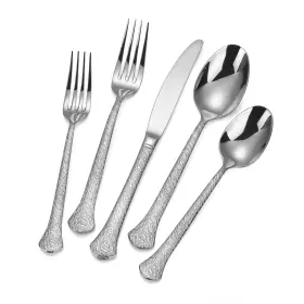 F2067-20-s Supercook 20-piece Hammered Flatware Set For 4 18/10 Stainless Steel Silverware H