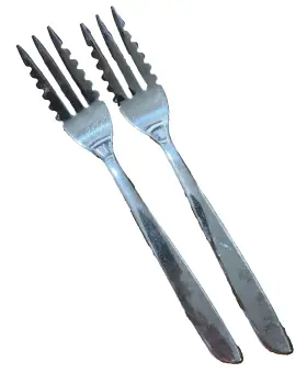 Ins145 Superior International Silver Stainless Salad Forks Serrated Edges Lot Of 2