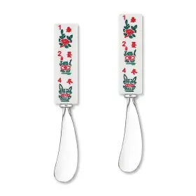 Supreme Housewares 795110008618 Mahjong Cheese And Butter Spreader Set Flowers Tile Design Melamine Resin H